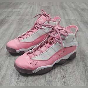 Air Jordan 6 Rings GS sneaker in the 'Coral Chalk' colorway-Size 6Y